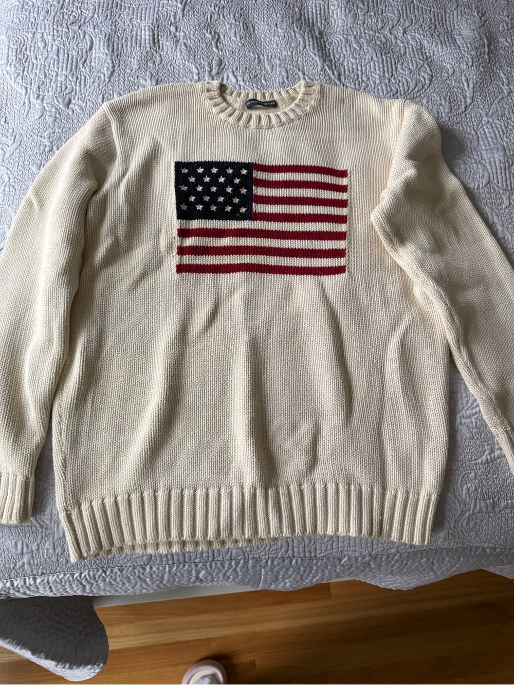 Brandy Melville Cream American Flag Knit Sweater